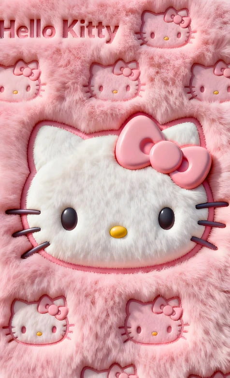 Hello Kitty·粉色毛绒萌系 三丽鸥动漫治愈风手机壁纸（少女心萌系壁纸）