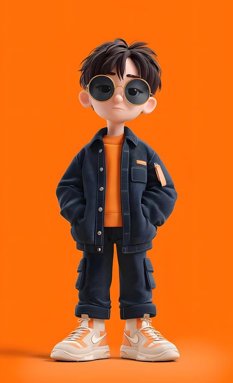 潮酷3D男孩·墨镜工装风穿搭 热门手机竖屏壁纸