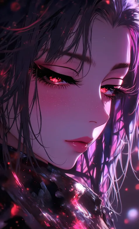 黑发红瞳少女·暗黑唯美风 二次元动态手机壁纸