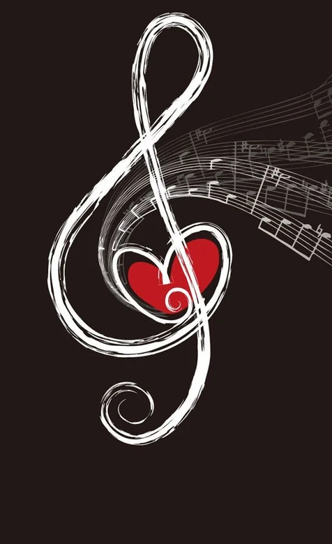 音符演变的爱心符号手机壁纸
