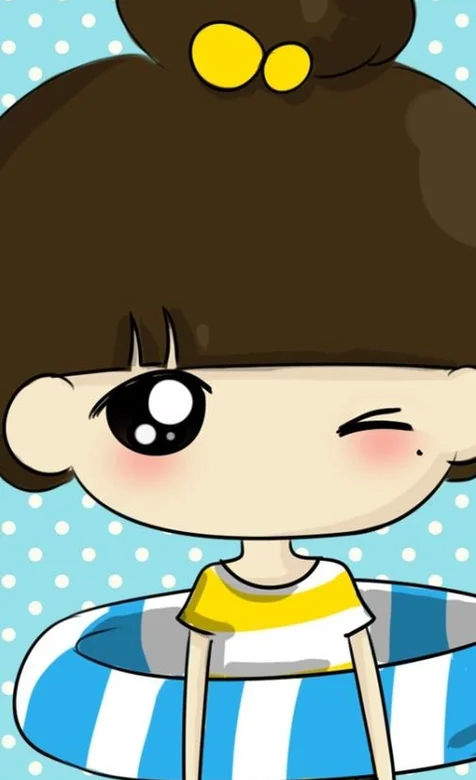 带着游泳圈的可爱少女手机壁纸