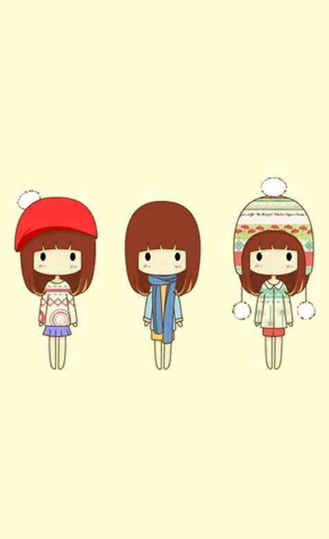超可爱的3个少女形象手机壁纸