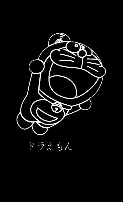 黑色风格哆啦A梦可爱手机安卓壁纸免费下载