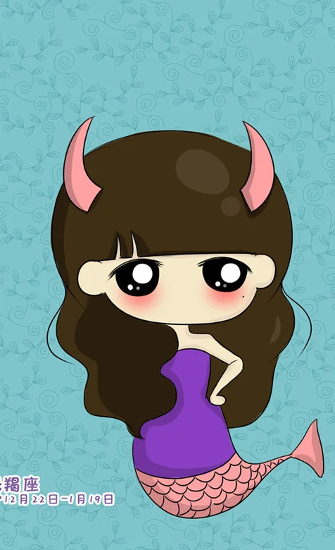 可爱少女卡通星座手机壁纸-双鱼座