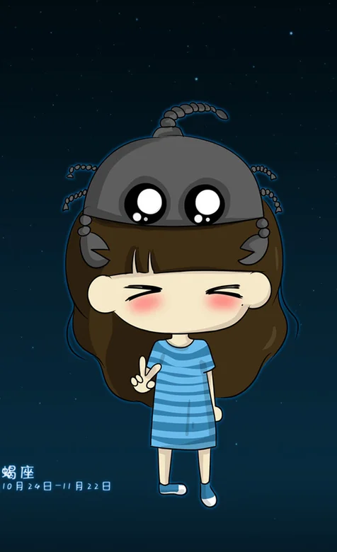 卡通少女星座之魔蝎座手机壁纸