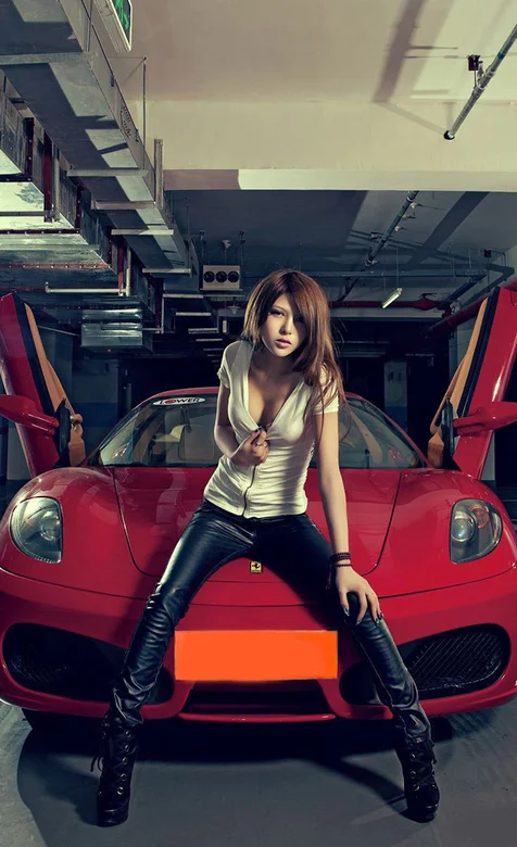 红色超跑帅气车模手机壁纸