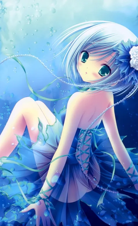 蓝色动漫手机壁纸之美少女