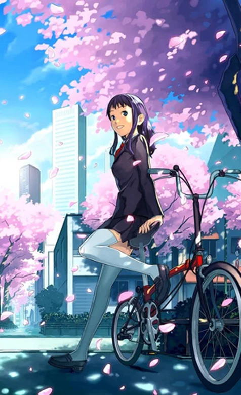 单车动漫少女手机壁纸下载