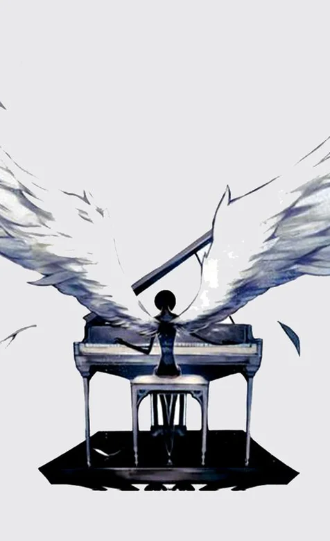 《古树旋律》中钢琴上的主人公手机壁纸