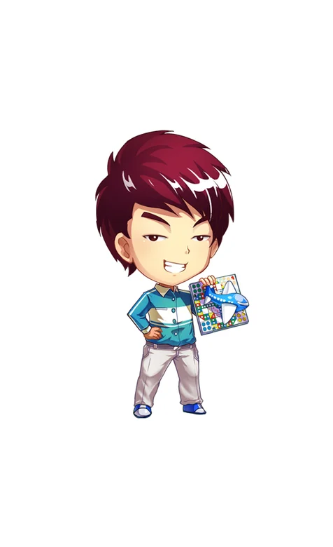 爱情公寓卡通人物系列之手拿飞行棋的吕子乔