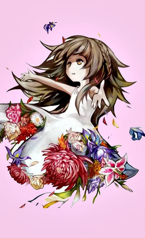 《古树旋律》花丛中张开双手的女孩手机壁纸