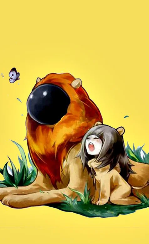 《古树旋律》游戏中的两位主人公的狮子扮相手机桌面