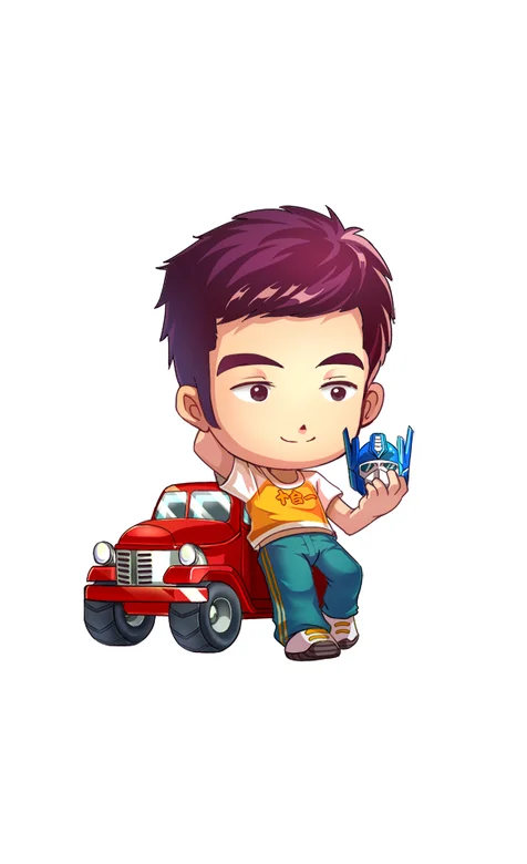 爱情公寓中展博靠在车模上的卡通苹果手机桌面