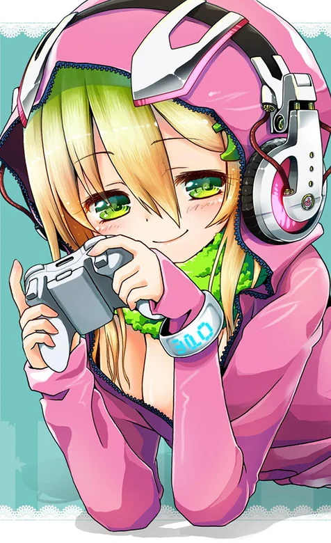 听着MP3的动漫女孩手机图片