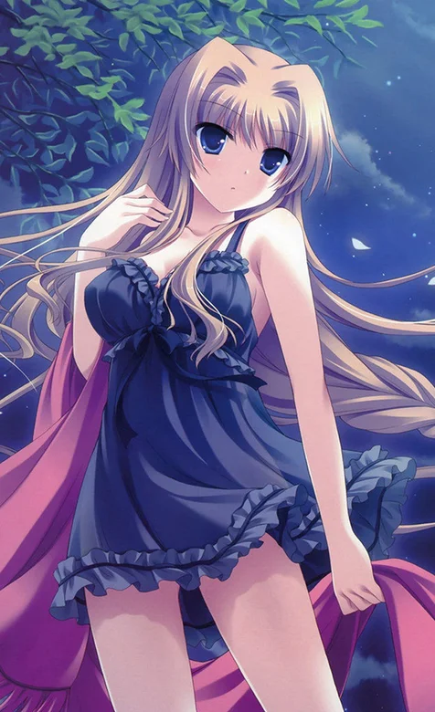 深蓝吊带睡衣美少女动漫手机桌面