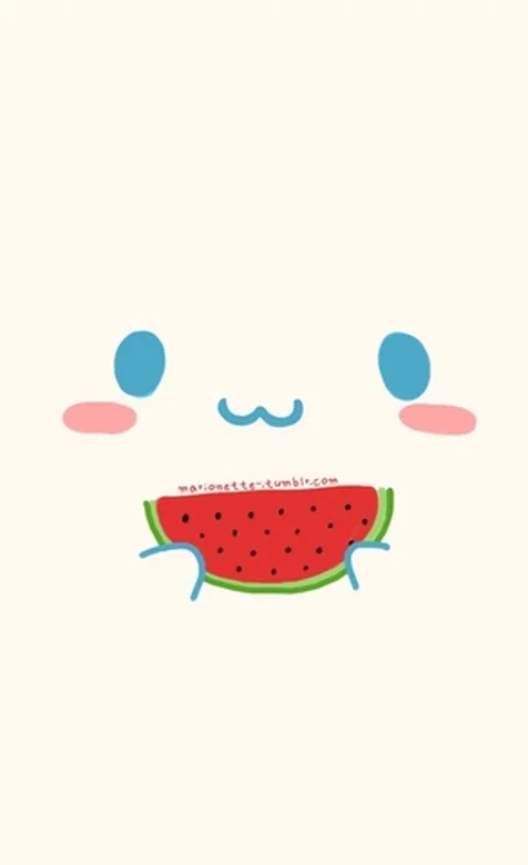 吃西瓜的一张卡通脸手机壁纸