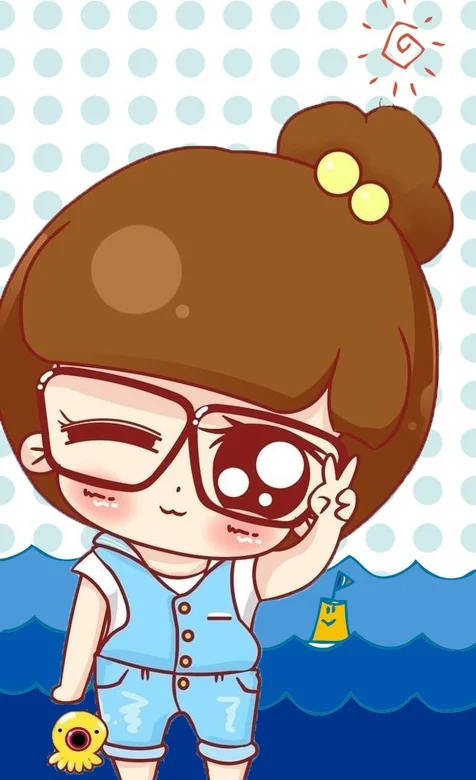 戴眼镜大头可爱小女孩手机壁纸