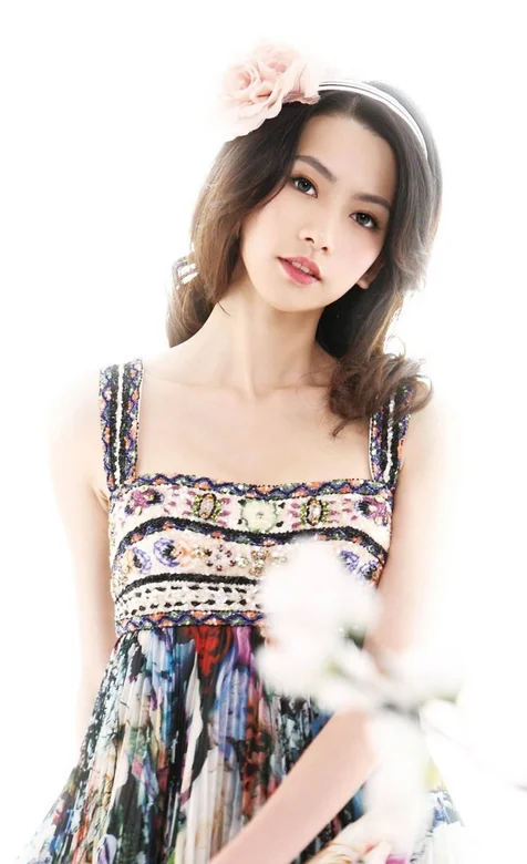 带着玫瑰发夹的唯美美女