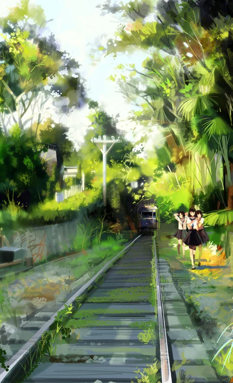 绿树成荫的动漫手机图片下载