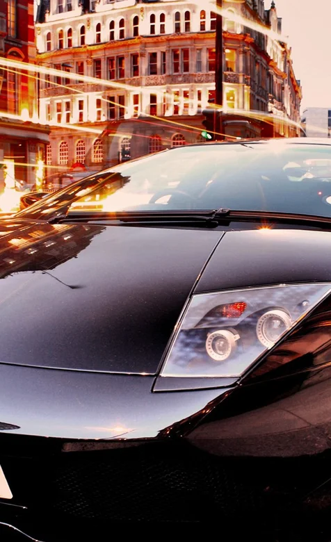 黑色兰博基尼车头特写手机图片