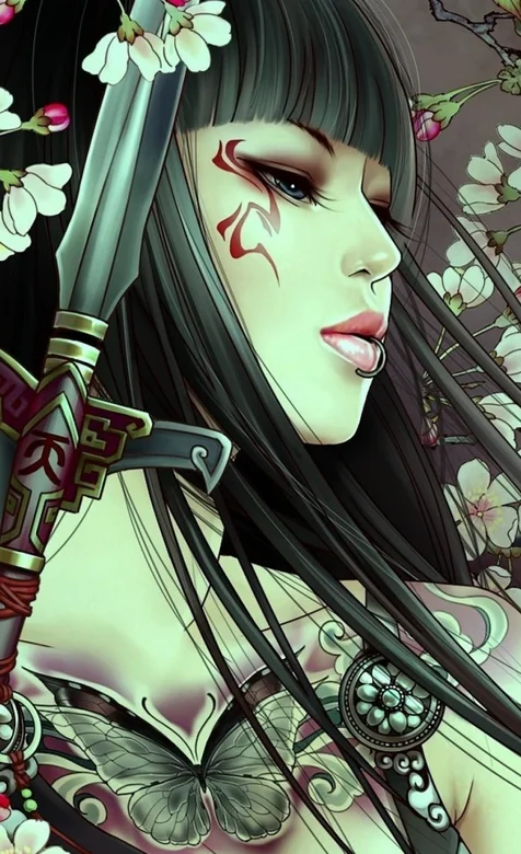 中国风网络游戏美女插画手机桌面