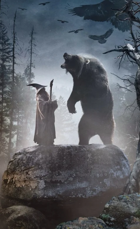 霍比特人2系列手机壁纸之法师和熊