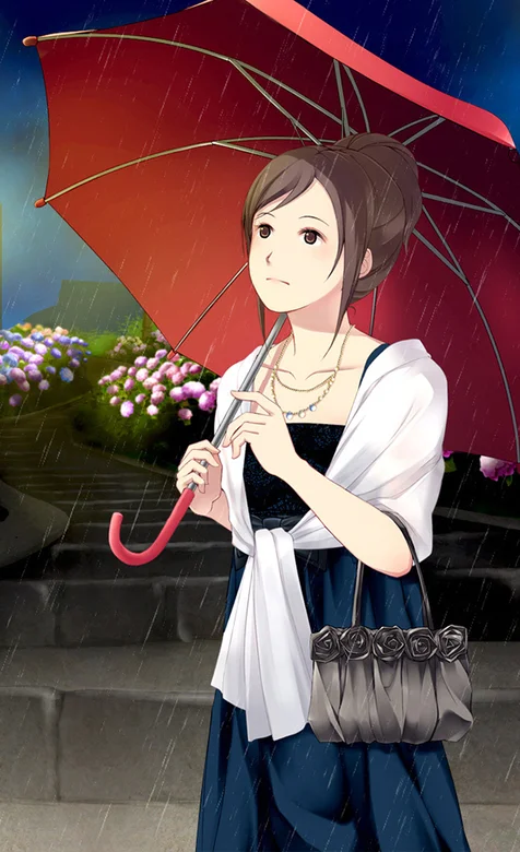 拿着红伞的动漫美少女手机壁纸