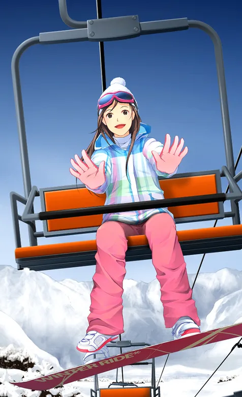 坐缆车的美少女高清手机壁纸