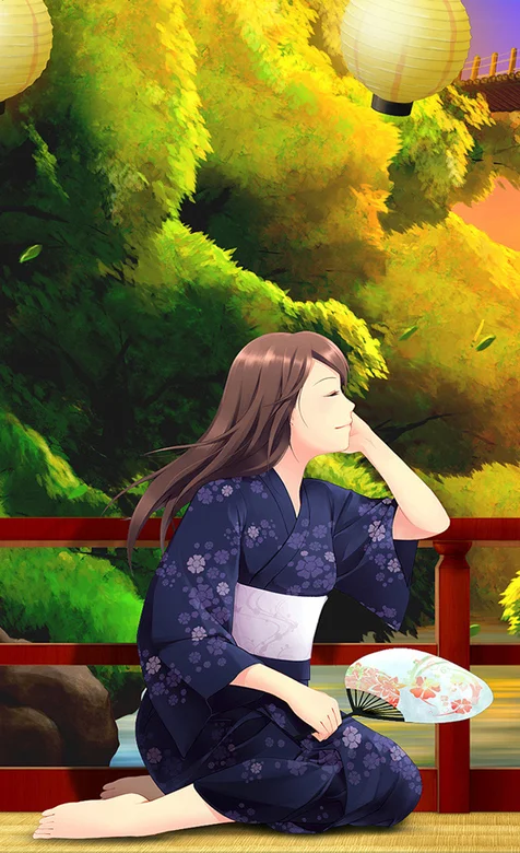 日本和服美少女动漫手机背景