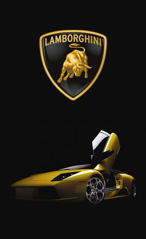 金黄色兰博基尼和LOGO的高清手机壁纸