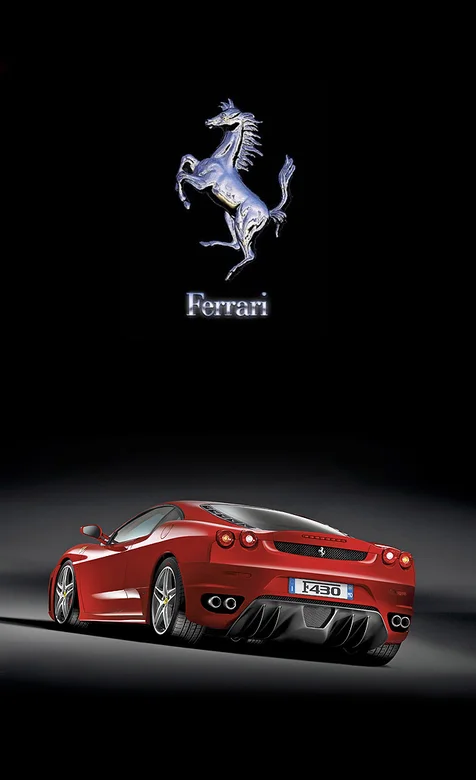 红色法拉利和LOGO的手机壁纸图片