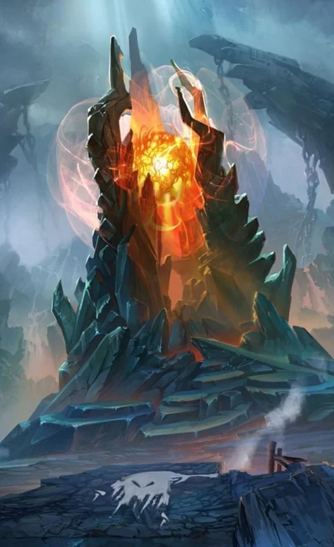 冒出火球的山脉奇幻手机桌面壁纸