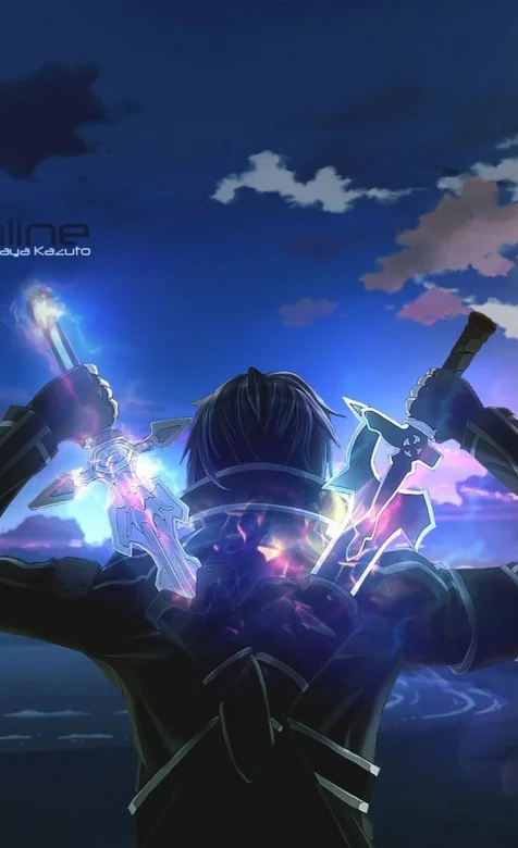 手拿极品发光双剑的游戏战士手机壁纸