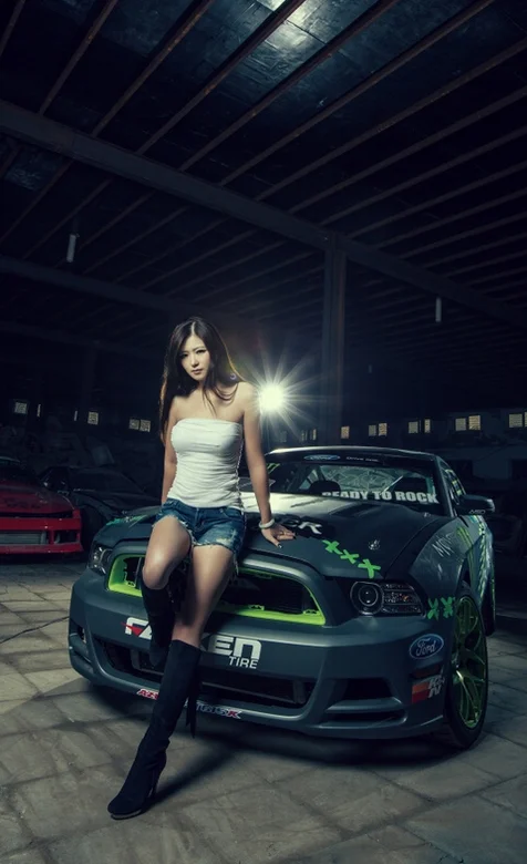 牛仔跑车车模手机壁纸