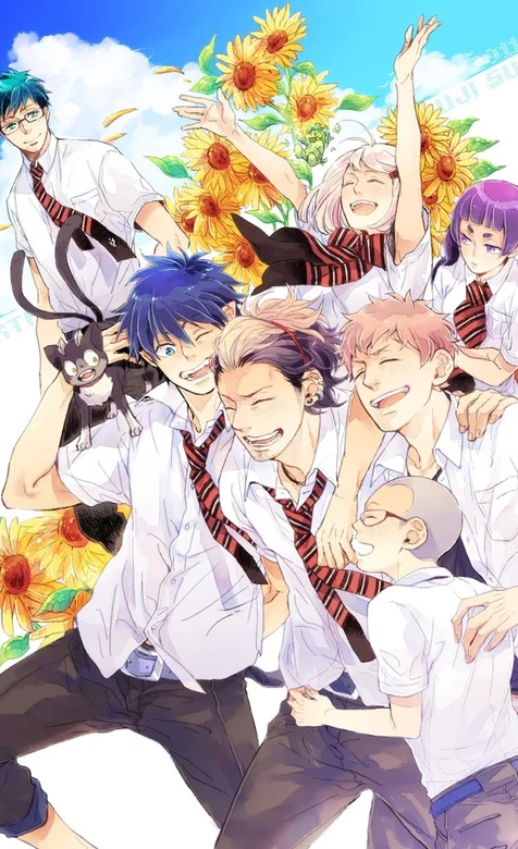 动漫帅哥美女和向日葵的手机桌面壁纸