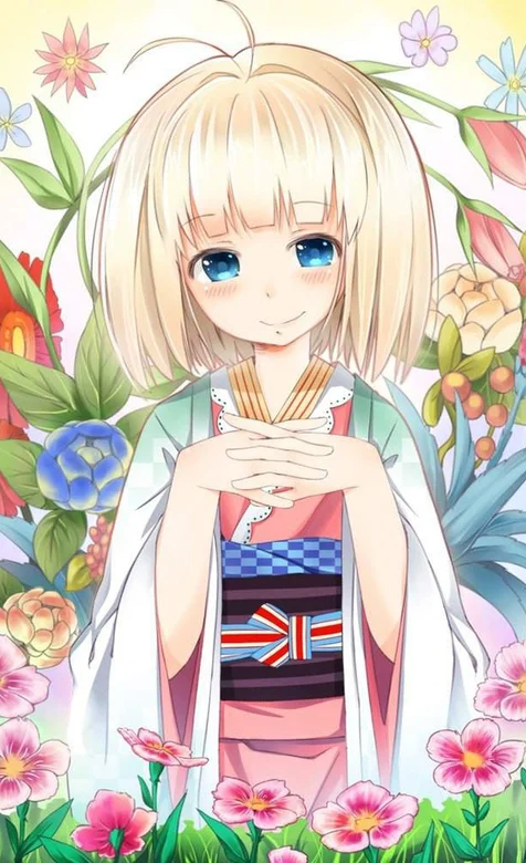 花丛中的二次元动漫美女手机壁纸