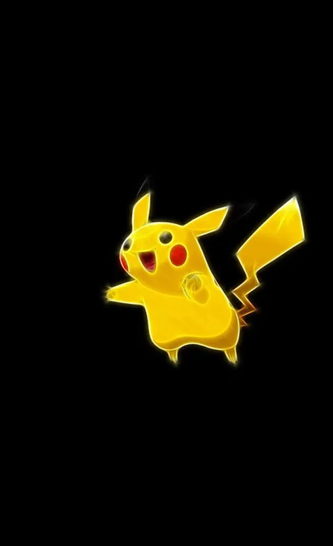 黑色背景下的皮卡丘简约手机壁纸