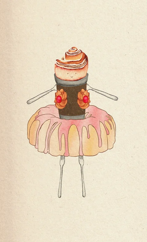 刀叉与蛋糕的创意手机桌面背景