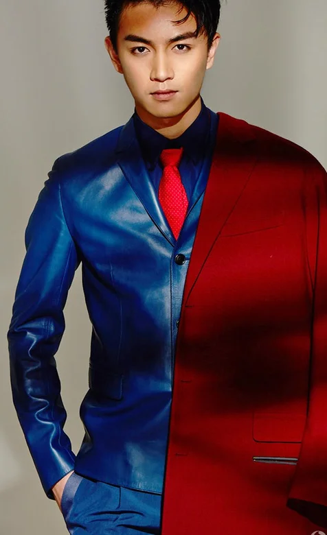 陈晓红色领带西装手机桌面