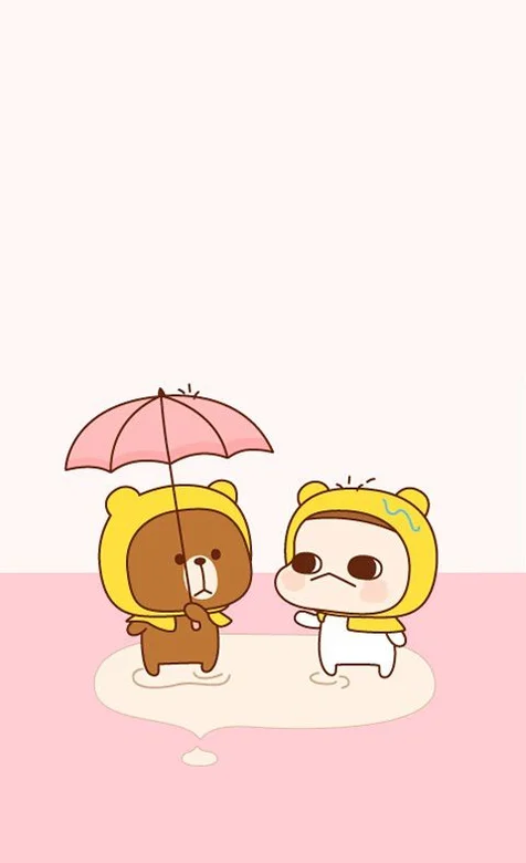 粉色背景下的动漫可爱小动物高清壁纸