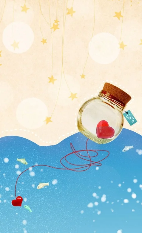 爱心漂流瓶手机壁纸