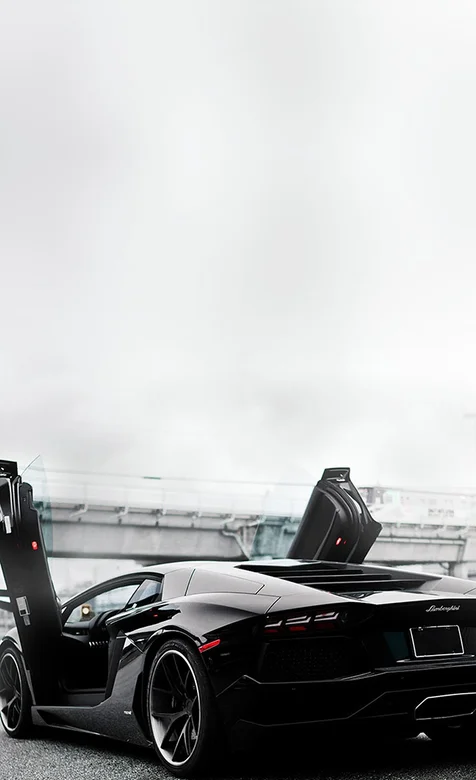 黑色剪刀门超级跑车手机桌面壁纸下载