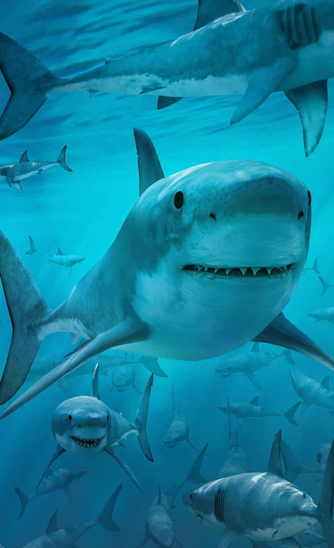 海底成群的大白鲨手机桌面