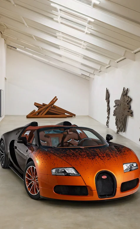 橙色纯手工制作的布加迪威航跑车手机壁纸