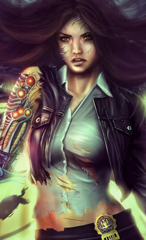 高清手绘美女战士手机桌面壁纸