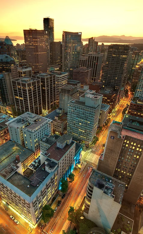 美国黄昏下的城市航拍手机壁纸