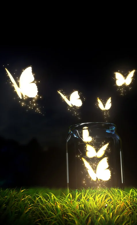 蝴蝶飞啊飞-唯美发光的蝴蝶手机背景免费下载
