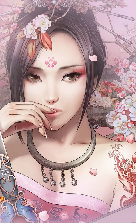 唯美的古代美女手绘手机壁纸