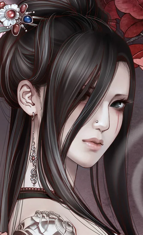 古装美女手绘手机图片