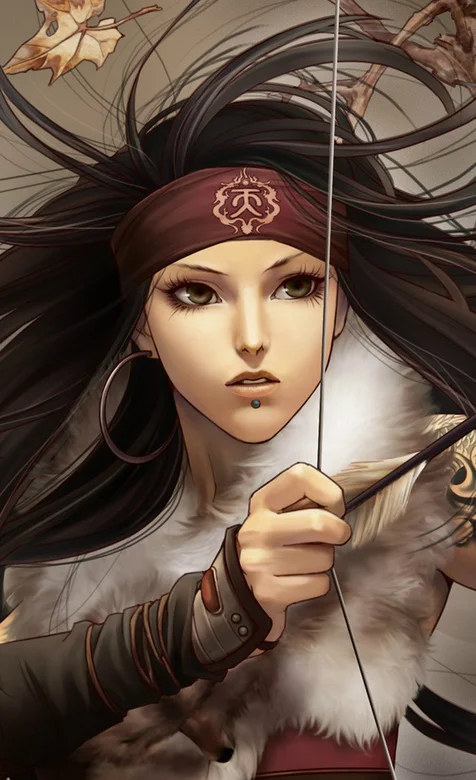 正在射箭的古代美女手机背景图片